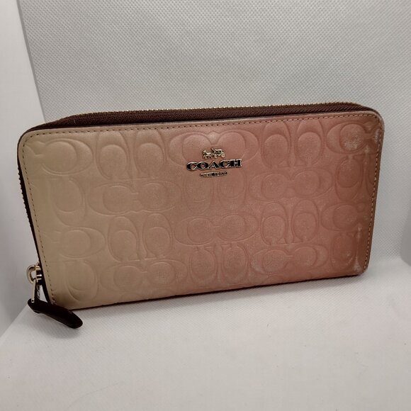 Coach Women's Embossed Monogram Zip Around Long Wallet- Color Granulated - Picture 1 of 10